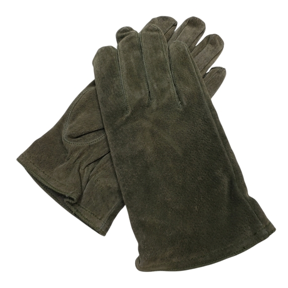 Lands End Suede Women's Winter Driving Gloves Lined Green Size Large - Picture 1 of 12